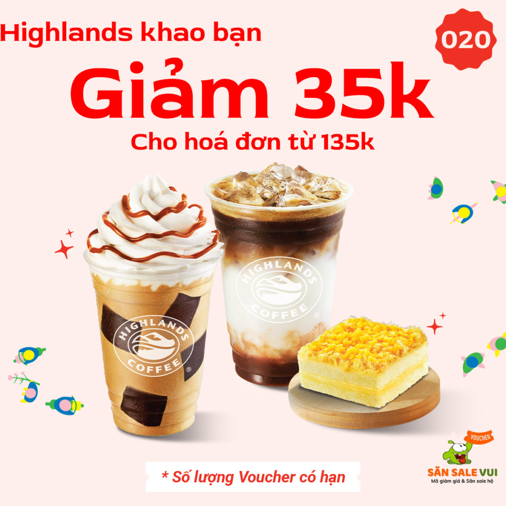 highlands giảm 35k đơn từ 135k